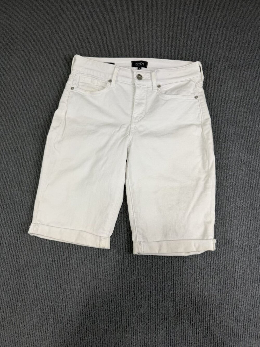 NYDJ Briella Womens White Denim Bermuda Shorts Size 2